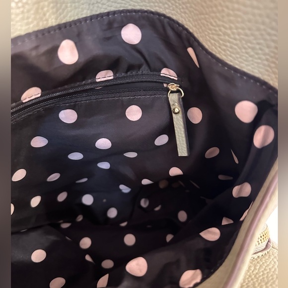 NICOLE MILLER ~ Olive Green Multi-Compartment Bag w/Fun Polka Dotted Interior - Picture 3 of 10